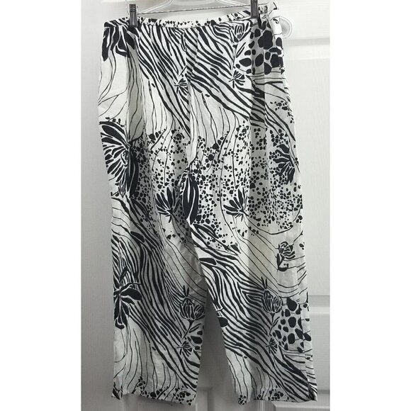 City Girl Nancy Bolen Women's Capri Pants Size: 12 Black/White Floral Vintage - Picture 2 of 8